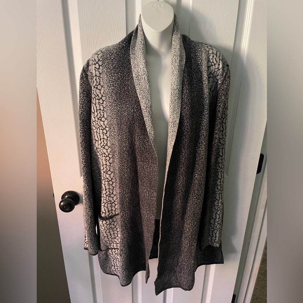 Ost Women’s Gray / Blk Open Face Cotton / Cashmere Blend Cardigan Women’s Size M